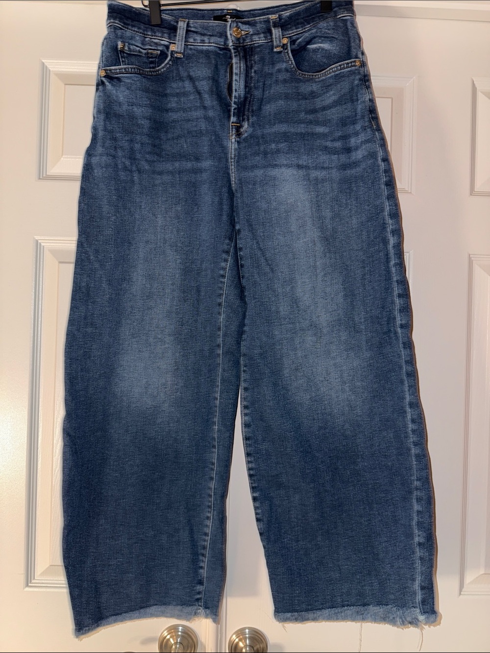 7 For All Mankind Wide-Leg High-Rise Barrel Jeans in Medium Blue Wash